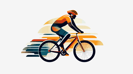 Obraz premium Flat illustration of a guy on a bicycle. Bike ride. Cycling.