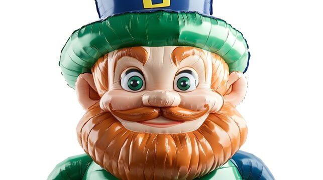 Leprechaun balloon: colorful inflatable with green hat and orange beard