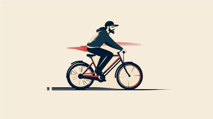 Obraz premium Flat illustration of a guy on a bicycle. Bike ride. Cycling.
