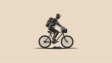 Obraz premium Flat illustration of a guy on a bicycle. Bike ride. Cycling.