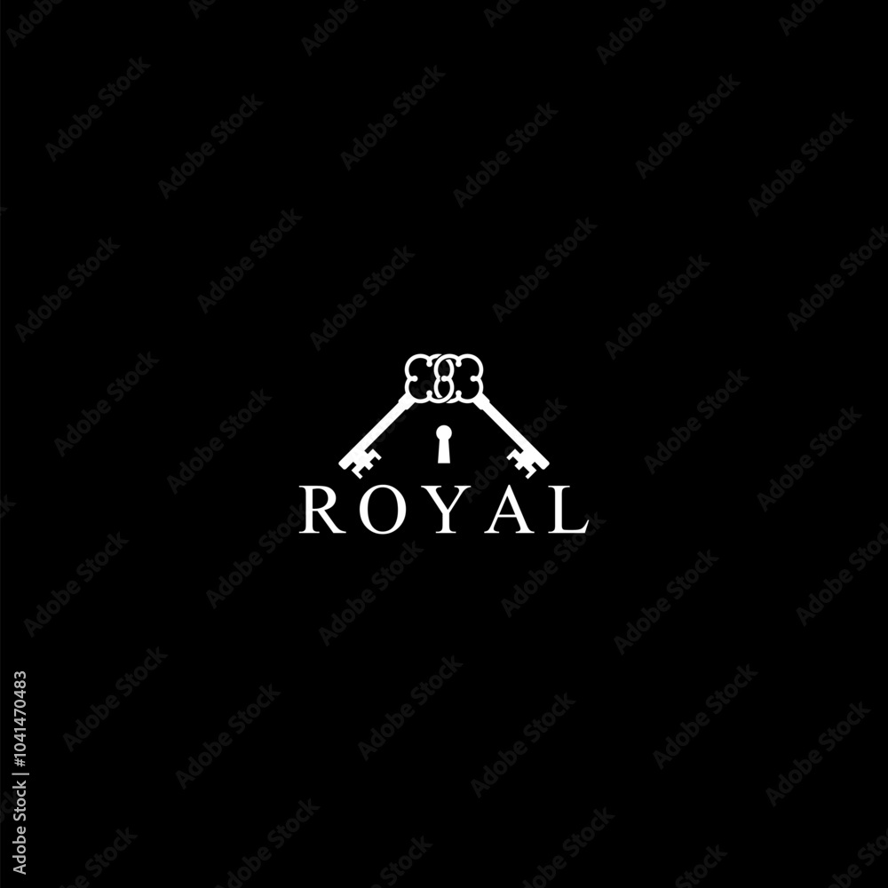 Poster retro keys emblem icon isolated on dark background