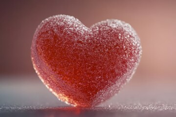 Obraz premium Capturing the Sweet Delight of a Heart-Shaped Gummy Candy with a Sparkling Surface that Ignites Joy and Playfulness in Every Bite