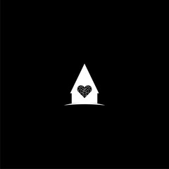 Fototapeta premium House and heart inside icon isolated on dark background