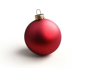 Minimalist Red Christmas Bauble Isolated on White Background