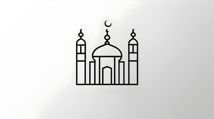 Fototapeta premium Minimalist Line Art Mosque Illustration
