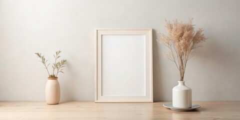 Serene Frame Mockup for Art Display and Interior Design - Subtle Elegance in Home Decor, Perfect for Showcasing Artwork, Photography, or Prints in a Modern Aesthetic Setting