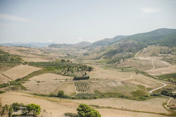 Naklejka premium view of the valley of the town of Sambuca in Sicily