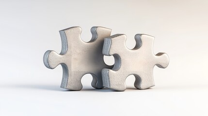 Obraz premium Two Puzzle Pieces Connecting for Teamwork and Problem-Solving Concept