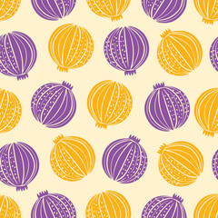 Seamless pattern with onion bulbs.  Hand drawn vector illustration