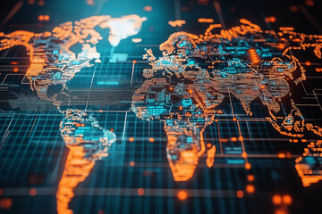 computational images in a giant concept matrix and map technology infographic. the world connected through the internet and data.