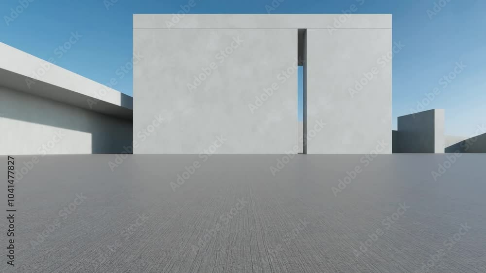 Leinwandbilder 3d render of abstract modern architecture with empty concrete floor, car presentation background