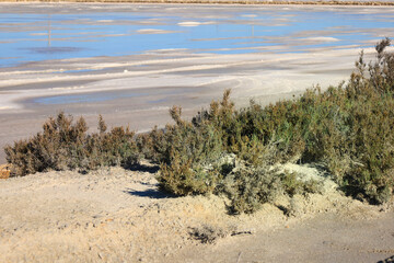 Beautiful landscape of the saltworks in Santa Pola town, Spain