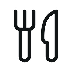 Fork and knife UI icon, restaurant menu app minimal line vector symbol