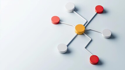 Obraz premium Colorful connection network illustration on a white background, showcasing interaction between elements, symbolizing teamwork and collaboration.