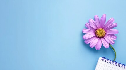 Purple flower design on a blue backdrop with a planner for effective organization