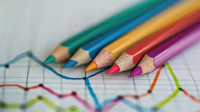 Colour Pencil Line Graph