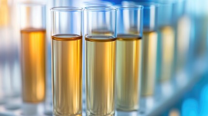 Test tubes containing urine in medical color palettes illustrating laboratory analysis and pH control Vertical composition