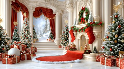 Elegant Vintage-Style Living Room with Traditional Christmas Decor