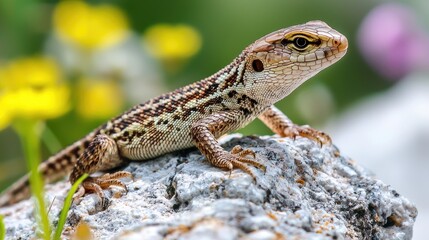 Fototapeta premium Common Wall Lizard Scientific Name Podarcis Muralis Taken In Geneva Ch