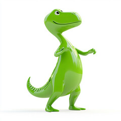 Obraz premium green 3D rendered T Rex icon stands confidently against white background, showcasing its playful and friendly demeanor. This charming dinosaur is perfect for various creative projects