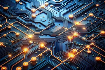 Technical Background with Circuit Board Pattern for Futuristic Design and Technology Themes, Perfect for Digital Art, Web Design, and Tech Projects