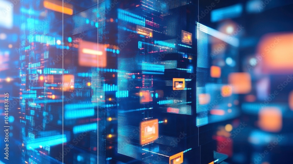 Poster abstract data visualization with glowing connections