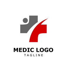 Medical health services symbol logo design. Premium Vector