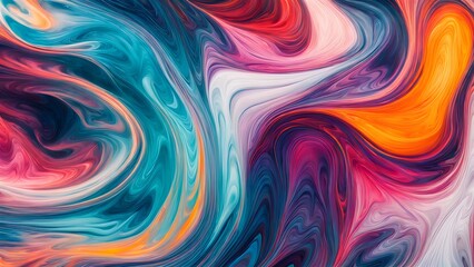 Obraz premium Endless Waves of Colorful Swirls and Abstract Fluid Forms, Uniting Energetic Strokes and Soft Blends of Warmth and Coolness to Create a Visual Symphony of Motion (25)