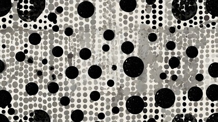 Fototapeta premium A seamless pattern of glittering black and white polka dots.