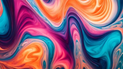 Obraz premium Endless Waves of Colorful Swirls and Abstract Fluid Forms, Uniting Energetic Strokes and Soft Blends of Warmth and Coolness to Create a Visual Symphony of Motion (49)
