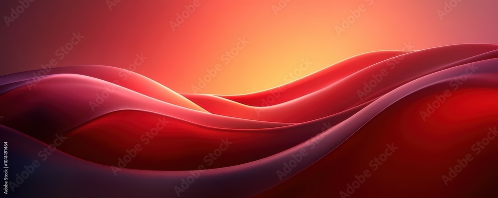 Poster abstract red gradient waves with soft light and shadow creating a vibrant and smooth visual landscap