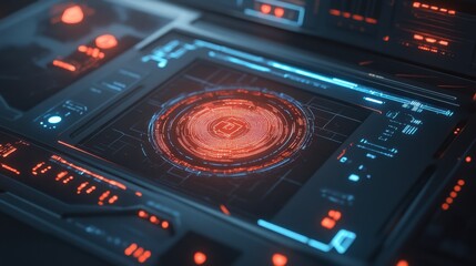 Obraz premium Futuristic Technology Interface Design with Neon Colors