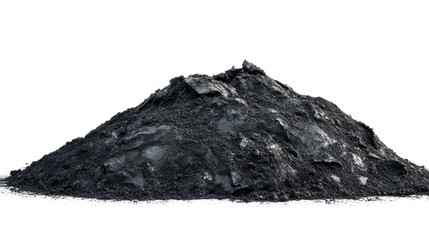 Fototapeta premium Black soil mound isolated on a white backdrop