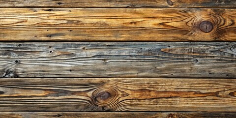 A weathered wood texture with horizontal grain patterns and knot holes, showcasing the natural beauty of aged timber.