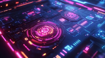 Obraz premium Futuristic Digital Interface with Neon Elements