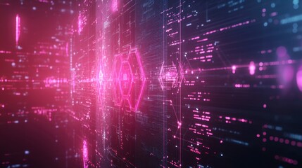 Fototapeta premium Futuristic Abstract Digital Background with Neon Lights