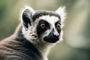 Close-up portrait of a lemur with blurred bokeh backdrop