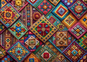 Urban Exploration Photography with Bright Ethnic Patterns for Wallpaper and Background Design in Abstract Textures