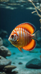 Close up view of a discus fish