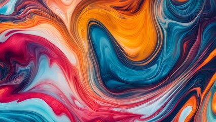Fototapeta premium Endless Waves of Colorful Swirls and Abstract Fluid Forms, Uniting Energetic Strokes and Soft Blends of Warmth and Coolness to Create a Visual Symphony of Motion (88)