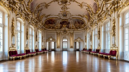 Elegant ornate room with detailed ceiling artwork