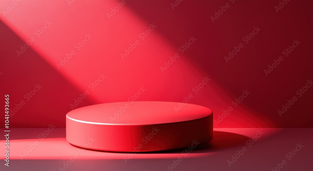 Aufkleber minimalist red background with a circular object showcasing simplicity and modern design
