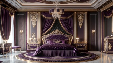 Elegant Purple Luxury Bedroom Interior Design