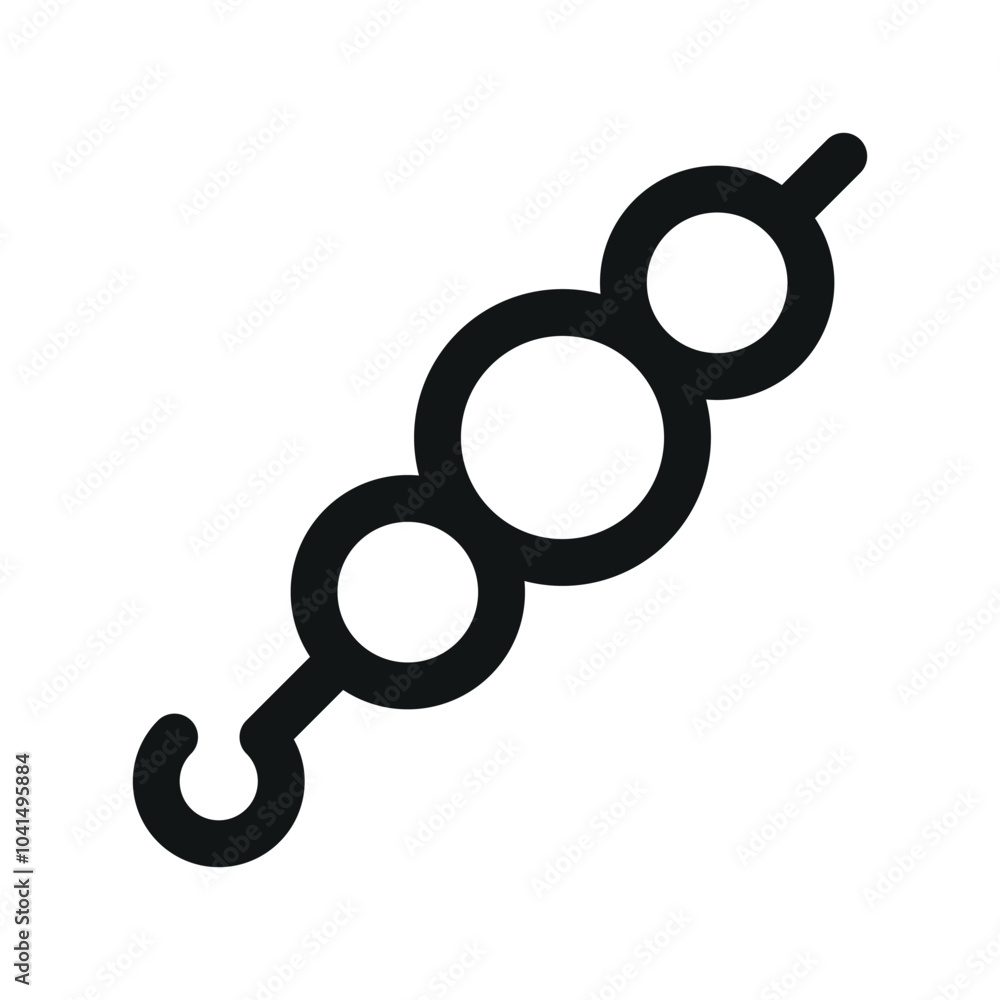 Poster meatballs barbecue ui icon, meatballs skewers minimal line vector symbol
