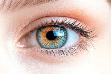 Obraz premium Close-up of a beautiful female eye with a colorful iris