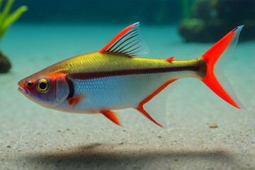 neon tetra fish, Underwater background