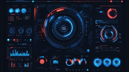 Fototapeta premium Futuristic User Interface with Data Visualizations