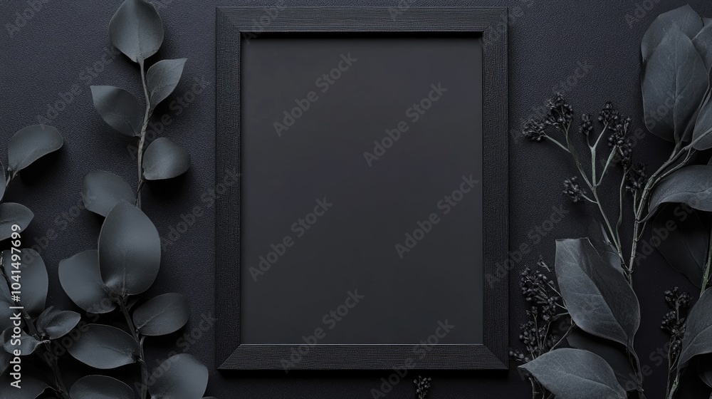 Poster black paper mock up with a frame featuring a blank area for personalized text