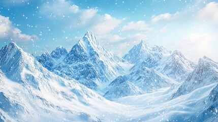 Obraz premium Festive winter scene featuring snowy mountains ideal for Christmas and New Year celebrations Background of frosty peaks with space for seasonal decorations