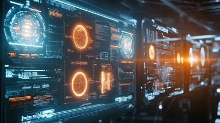 Obraz premium Futuristic Digital Interface with Data Visualization